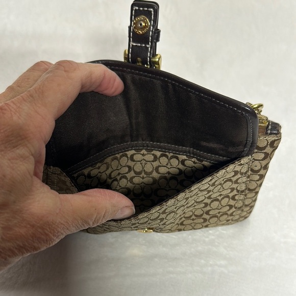 Coach Brown and Tan Geometric Clutch Wristlet - Picture 8 of 11
